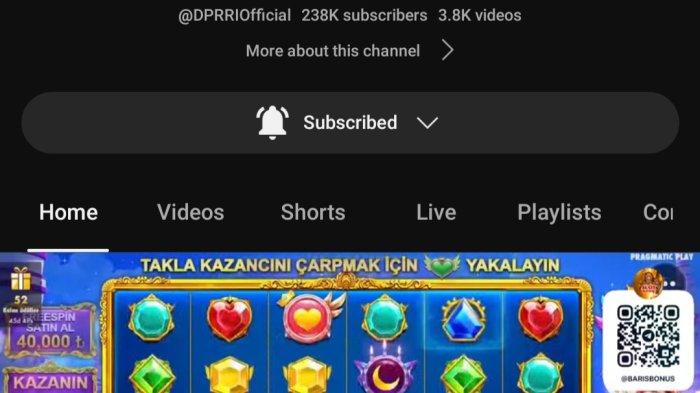 Tangkapan layar akun YouTuber DPR RI.