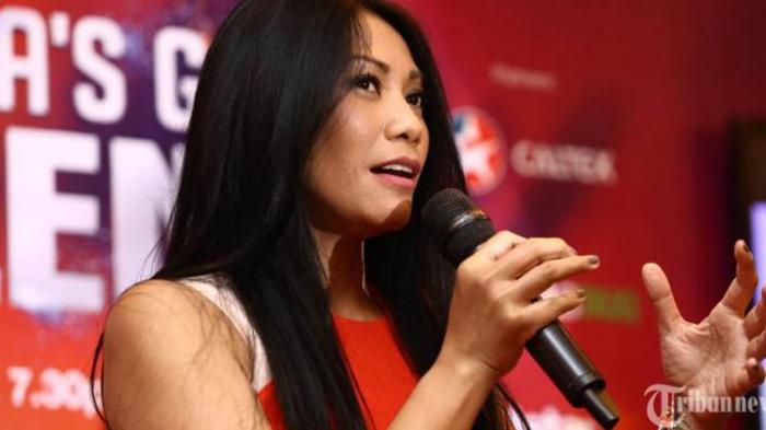 Anggun C Sasmi berbicang dengan media dalam jumpa pers Asia's Got Talent di Hotel Mandarin, Jakarta Pusat, Kamis (19/3/2015)