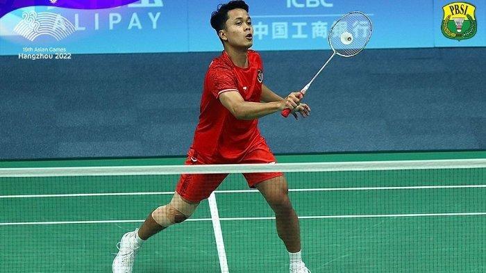 Anthony Sinisuka Ginting saat menghadapi Wang Tzu-wei di Asian Games 2023, Selasa (3/10/2023).