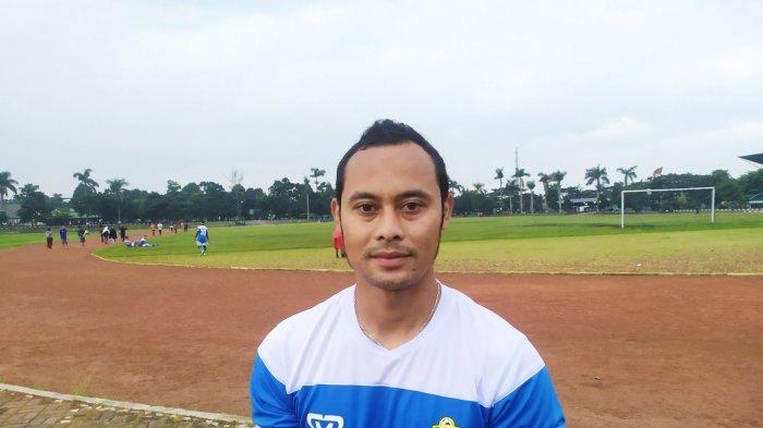 Atep saat latihan bersama PSKC Cimahi