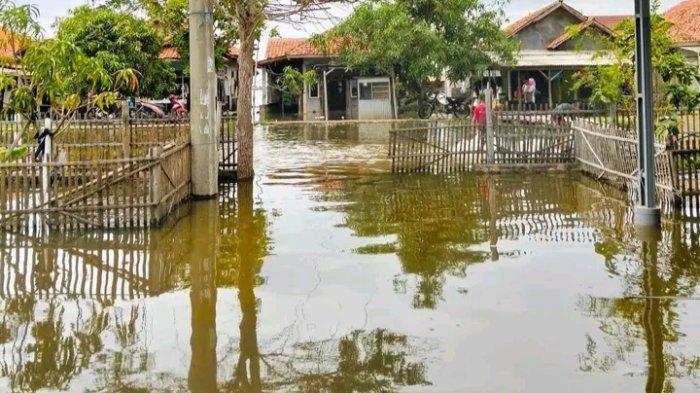 Banjir rob yang menggenang Desa Mayangan, Kecamatan Legon Kulon, Kabupaten Subang, Minggu 15 Desember 2024.