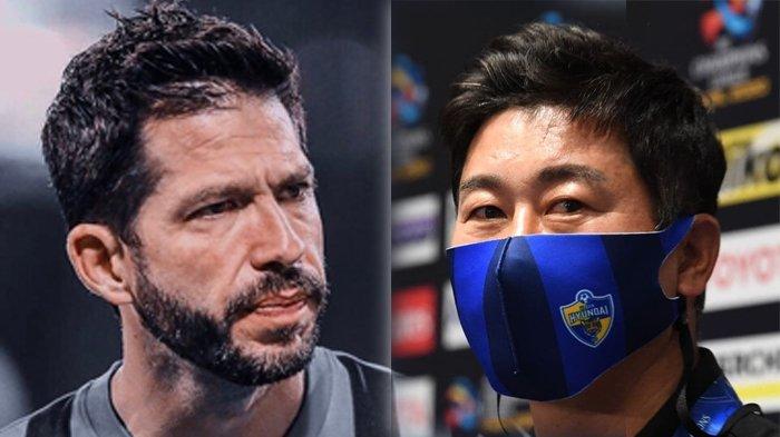Benjamin Mora (kiri) dan Kim Do-Hoon, dua pelatih yang disebut-sebut dibidik Persib Bandung.
