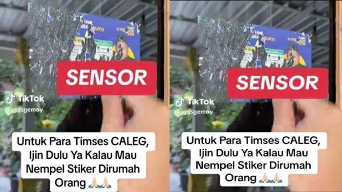 Tangkap layar video viral warga Lumajang mencopot stiker Caleg Partai Nasdem yang menurutnya dipasang tanpa izin di rumahnya. Akibat aksi ini, warga tersebut disomasi caleg. Begini kronologi pria asal Lumajang yang disomasi caleg Partai NasDem usai mencopot stiker. Dia disomasi karena dianggap menyebar hoaks lewat video.