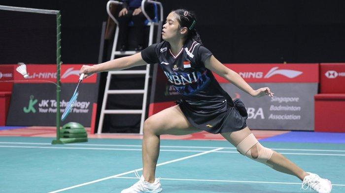 Gregoria Mariska Tunjung saat bermain di Singapore Open 2024 lawan Wang Zhi Yi, Jumat (31/5/2024).