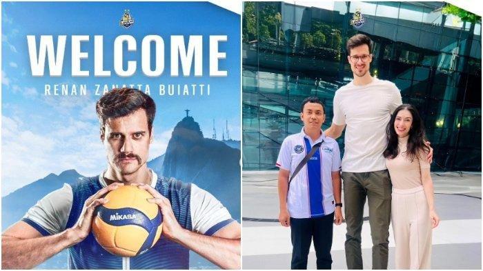 Renan Zanatta Buiatti (kiri) opposite Brasil yang akan membela Jakarta LavAni dan Porya Yali pebola voli Iran yang akan memperkuat Jakarta Pertamina Pertamax di Proliga 2024.