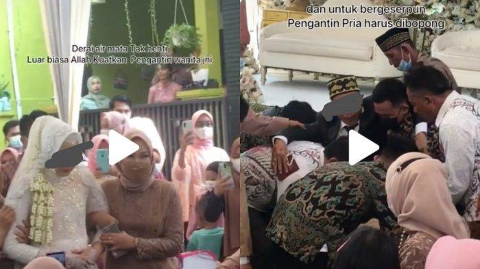 viral pengantin pria patah kaki, acara bahagia pernikahan berubah menyayat hati
