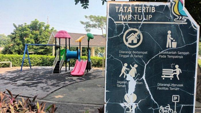 Area Taman Maju Bersama Tulip di Jalan Sepakat yang kerap disalahgunakan kelompok begundal, Ciracas, Jakarta Timur, Rabu (14/7/2023).