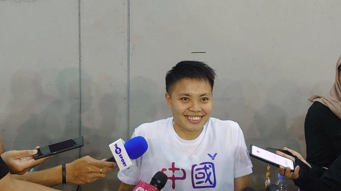 Atlet ganda putri Indonesia, Apriyani Rahayu, di Pelatnas PBSI, Cipayung, Jakarta Timur, Rabu (22/5/2024).