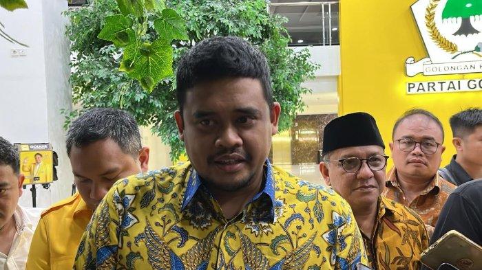 Bobby Nasution di Gedung DPP Partai Golkar, Palmerah, Jakarta Barat, Sabtu (6/4/2024).