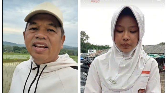 CURHAT SISWI BANTARGEBANG - Seorang siswi lulusan SD anak pemulung (kiri) di Bantargebang, Kota Bekasi curhat pilu tak lolos seleksi masuk SMPN Negeri. Gubernur Jawa Barat Dedi Mulyadi telepon Wali Kota Bekasi Tri Adhianto.