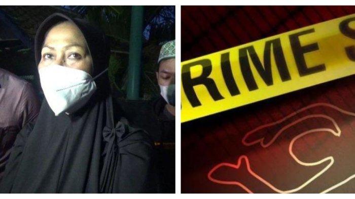 Mimin Mintarsih (51) istri muda Yosef (55) saat selesai mendoakan kedua korban perampasan nyawa di Tempat Pemakaman Umum Istuning, Desa Jalancagak, Kecamatan Jalancagak, Kabupaten Subang, Senin (27/9/2021).