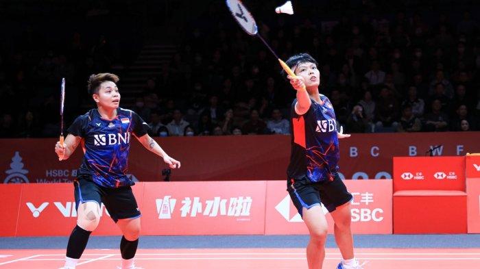 Ganda putri Indonesia, Apriyani Rahayu/Siti Fadia Silva Ramadhanti, harus terhenti di babak grup BWF World Tour Finals 2023.