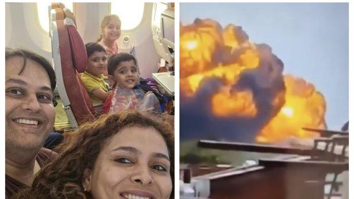 SATU KELUARGA TEWAS - Satu keluarga dikabarkan tewas dalam tragedi jatuhnya pesawat Air India di Gujarat pada Kamis (12/6/2025). (Indian Express dan Istimewa).