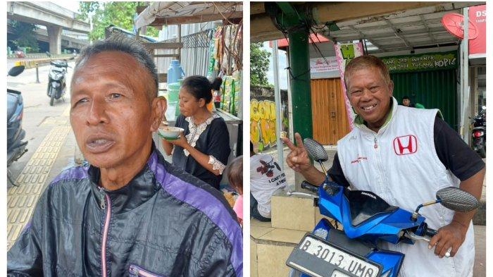KISAH MACET HOROR - Warga bernama Roni (52) dan Ojek pangkalan bernama Yono (58) di Sungai Bambu, Tanjung Priok, Jakarta Utara, Jumat (18/4/2025). Kisah di balik macet horor di Tanjung Priok, Jakarta Utara, senyum bahagia warga dan opang bantu sopir truk yang khawatir bajing loncat. (KOMPAS.com/BAHARUDIN AL FARISI)