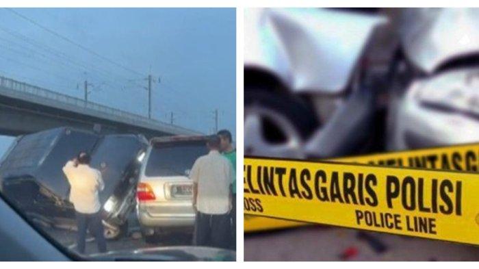 Kecelakaan lalu lintas di Tol MBZ arah Jakarta pada Senin (3/7/2023).