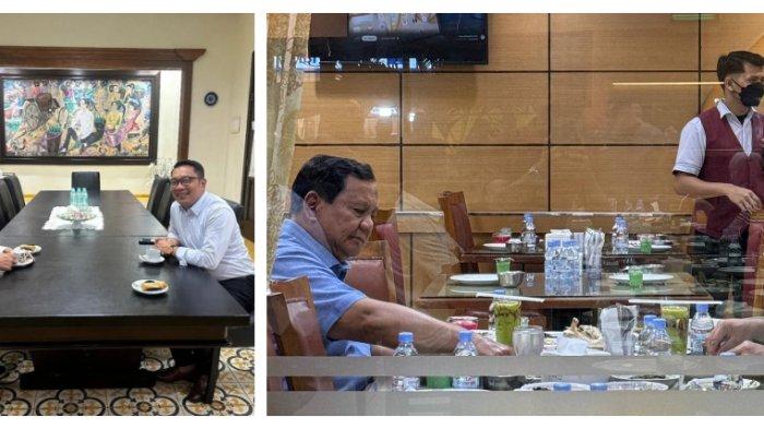Kolase Foto Momen Pertemuan Jokowi dengan Ridwan Kamil dan Prabowo dengan Ridwan Kamil.
