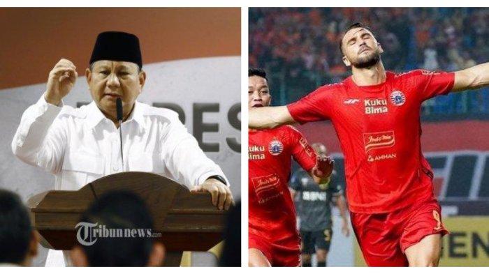 Kolase Foto Prabowo Subianto dan pemain Persija Jakarta Marko Simic.