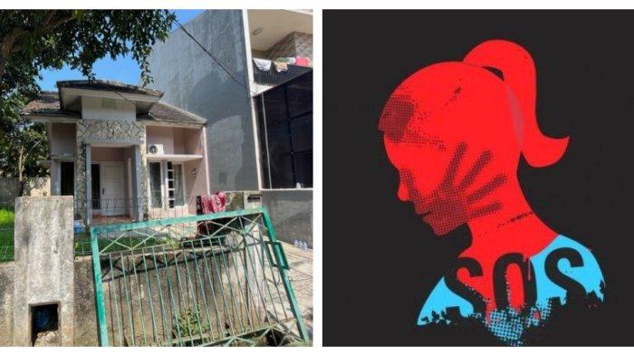 Kolase Foto rumah lokasi KDRT di Serpong dan ilustrasi KDRT.