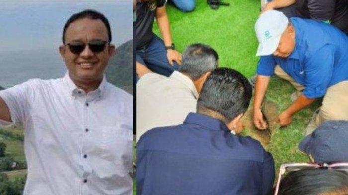 Kolase foto Anies Baswedan dengan Erick Thohir dan Menteri basuki Hadimuljono di JIS.
