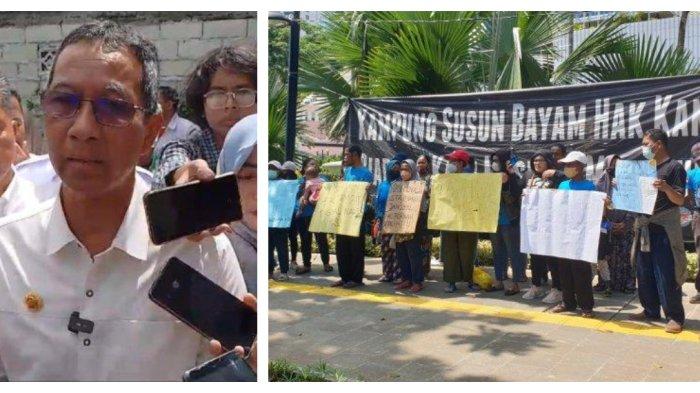 Kolase wajah Pj Gubernur DKI Heru Budi Hartono dengan warga eks Kampung Bayam.