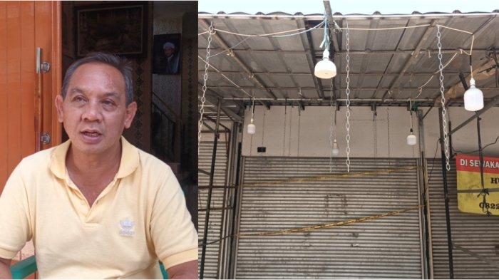 Ketua RW 03 Pondok Bambu, Komarudin dan kios perabot tempat jasad Syafrin (55) ditemukan dalam keadaan bersimbah darah diduga akibat luka tusuk, Duren Sawit, Jakarta Timur