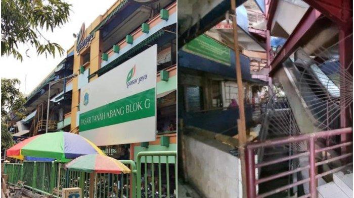 Kondisi lantai dua Pasar Blok G Tanah Abang di Jakarta Pusat tampak tak terawat dan disebut jadi sarang pesta narkoba pada Senin (10/7/2023).