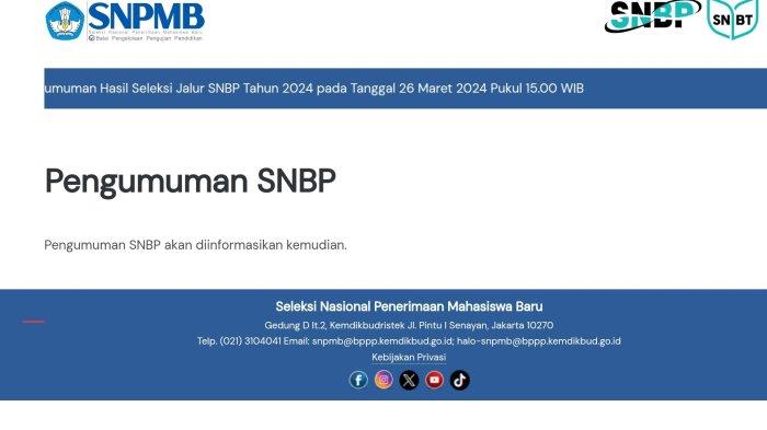 Laman pengumuman hasil SNBP 2024