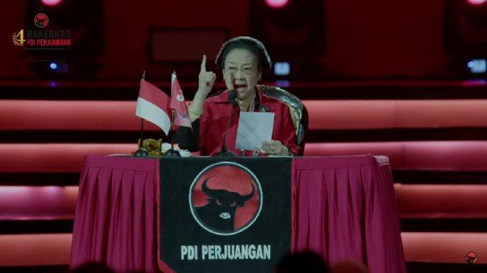Megawati Soekarnoputri di Rakernas ke-4 PDIP di Jakarta, Jumat (29/9/2023).