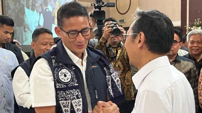 Menparekraf Sandiaga Uno menghadiri acara kick off program Wirausaha Baru dan Perempuan Pengusaha di Kota Depok, Selasa (30/5/2023).