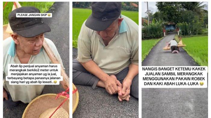 Momen Abah Iip penjual anyaman berjalan merangkak saat menjual dagangannya. Momen penjual anyaman berjualan sambil merangkak viral. Tangis Abah Iip pecah saat sosok penolong datang borong dagangan.