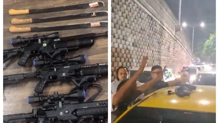 Momen penangkapan para pelaku yang terlibat bentrok di kawasan Kemang, Mampang Prapatan, Jakarta Selatan.