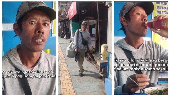 Momen penjual sepatu asongan nampak lemas saat berjalan kaki menjadi viral di media sosial. Akhirnya bertemu sosok penolong.