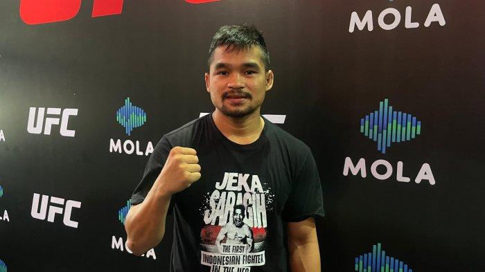 Petarung MMA Indonesia, Jeka Saragih, saat ditemui di Beat Up Camp, Patal Senayan, Jakarta, Minggu (1/9/2024).