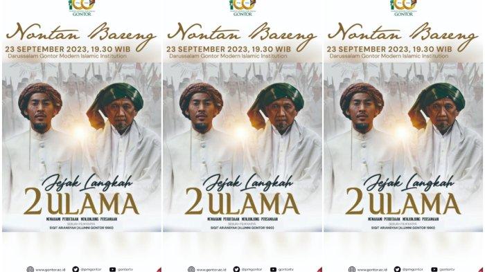 Santri-santri Pondok Modern Darussalam Gontor (PMDG) akan nobar film Jejak Langkah 2 Ulama yang digelar outdoor di kampus PMDG Pusat, Gontor, Ponorogo, Sabtu (23/9/2023) malam. Film ini berkisah tentang sejarah dan dakwa dua ulama pendiri Nahdlatul Ulama, KH Hasyim Asy'ari dan pendiri Muhammadiyah, KH Ahmad Dahlan.
