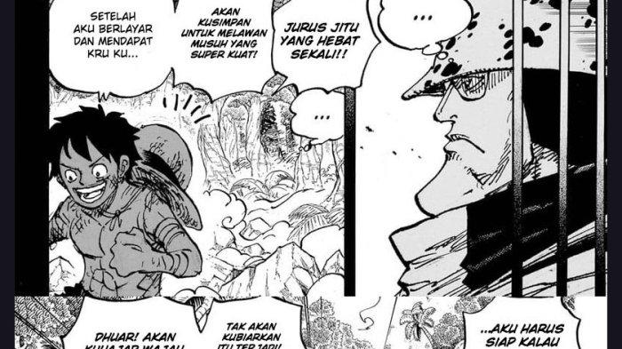 Potongan manga One Piece 1101, Kuma mengetahui soal Luffy adalah anak Dragon.