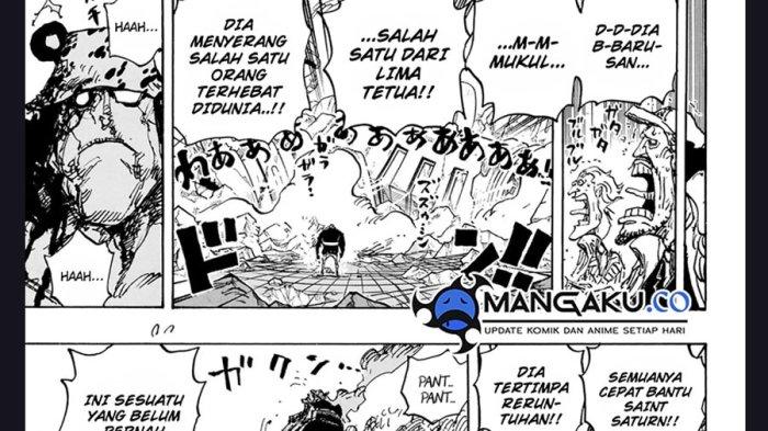 Potongan manga One Piece 1104. Kuma setelah memukul Saturn.