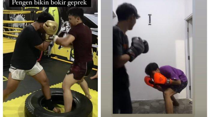 Ramadhani Purwadi Sastra dan Bokir Sasmita sedang berlatih tinju.