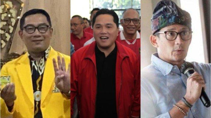 Tiga bakal capres pantas mendampingi bakal capres Ganjar Pranowo dari Survei Indikator yakni (berturut-turut) Ridwan Kamil, Erick Thohir dan Sandiaga Uno.