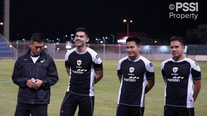 Tiga pemain Timnas Indonesia, Sandy Walsh, Witan Sulaeman dan Egy Maulana Vikri menjalani latihan.