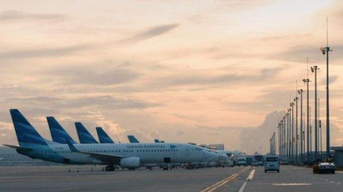 Sejumlah pesawat Garuda Indonesia di Bandara Soekarno-Hatta Kota Tangerang