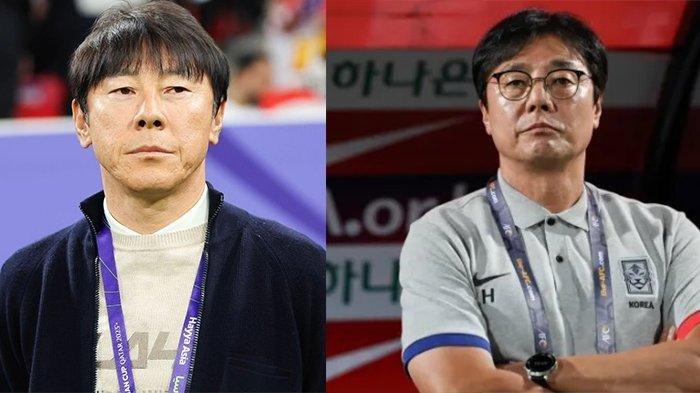Kolase pelatih Timnas Indonesia, Shin Tae-yong dan pelatih Korea Hwang Seon-hong
