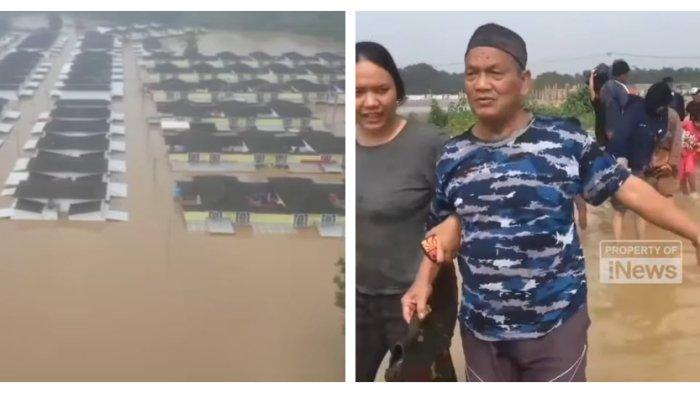 ARTHERA HILL TERENDAM - Viral Kompleks perumahan Arthera Hill di Kabupaten Bekasi terendam banjir pada Selasa (4/3/2025). Banjir diperkirakan mencapai 170 cm. (Tangkapan layar Instagram @soloraya dan iNews)