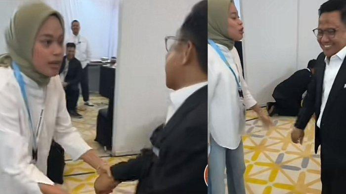 Terekam momen unik jelang Calon Wakil Presiden No urut 1, Cak Imin naik ke atas panggung debat Cawapres ke 4, Minggu (21/1/2024).