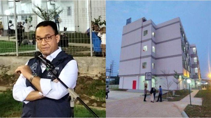 Kolase foto Anies Baswedan dan Suasana Kampung Susun Bayam yang terletak di dekat Jakarta International Stadium (JIS), Tanjung Priok, Jakarta Utara