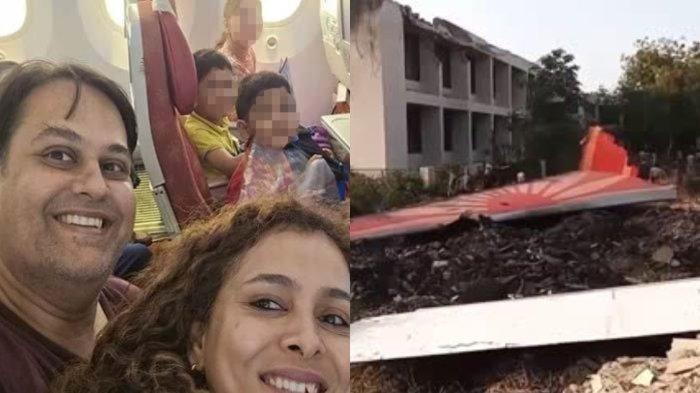 KORBAN TEWAS AIR INDIA - Sebelum pesawat lepas landas, Praktik sempat mengabadikan momen bersama istri dan ketiga anaknya. Terlihat dalam foto yang beredar, Praktik duduk bersama sang istri.
