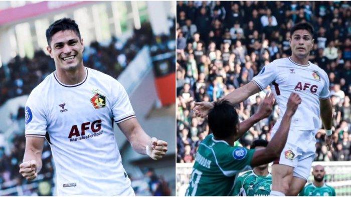 Aksi penyerang Persik Kediri, Ramiro Fergonzi saat menghadapi PSS Sleman di Liga 1, Senin (19/8/2024) sore WIB.
