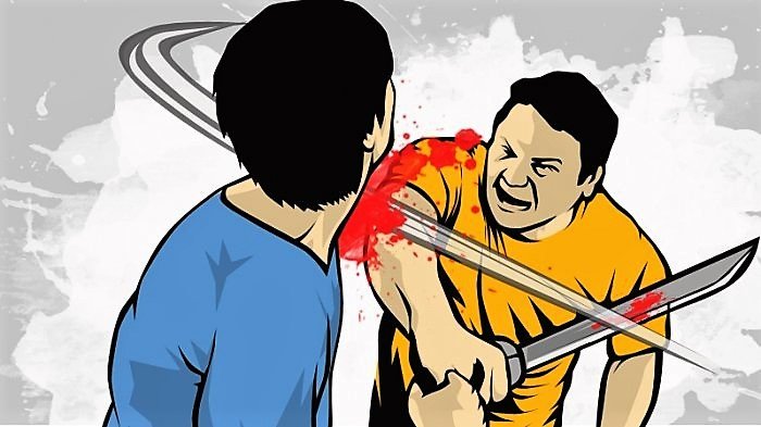 Ilustrasi perkelahian dengan senjata tajam