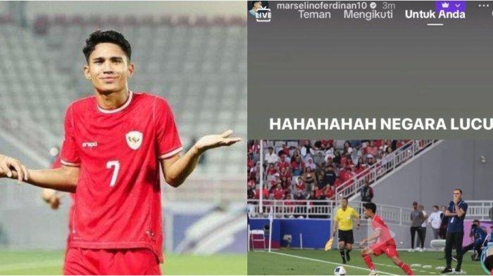 Pemain Timnas Indonesia U23 Marselino Ferdinan sempat membuat unggahan konyol di Instagramnya menuliskan Negara Lucu.