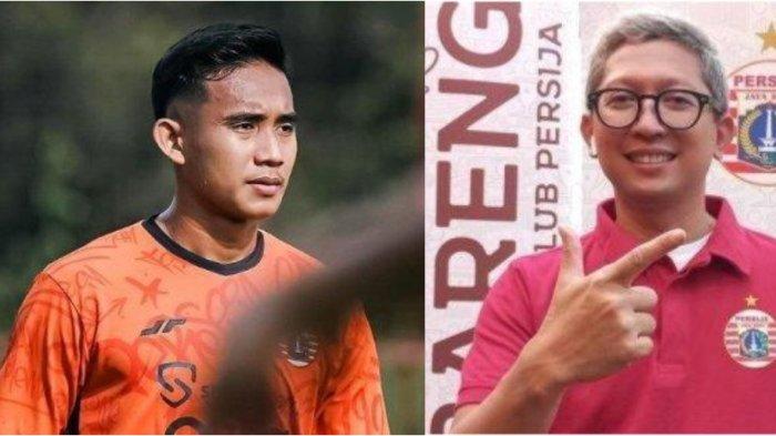 Bek Rizky Ridho dengan Direktur Persija Jakarta, Mohamad Prapanca.