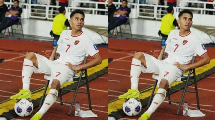 Pose santai Marselino Ferdinan seusai mencetak gol kedua Timnas Indonesia ke gawang Arab Saudi di SUGBK, Selasa (19/11/2024).